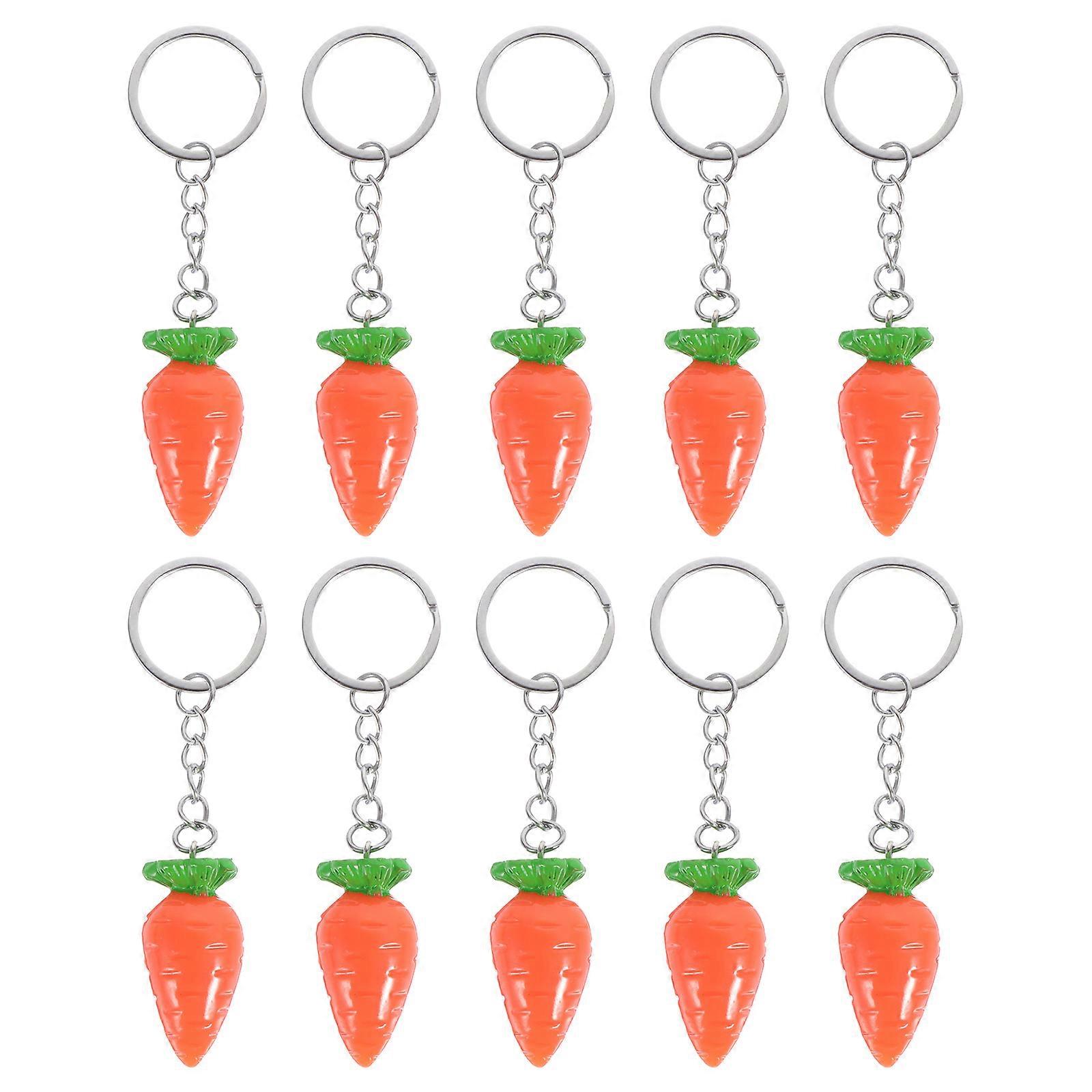 10pcs Portable Carrot Pendant Keychains, Adorable Mini Carrot Ornaments for Easter Decorative Hanging Crafts, Durable Key Supply