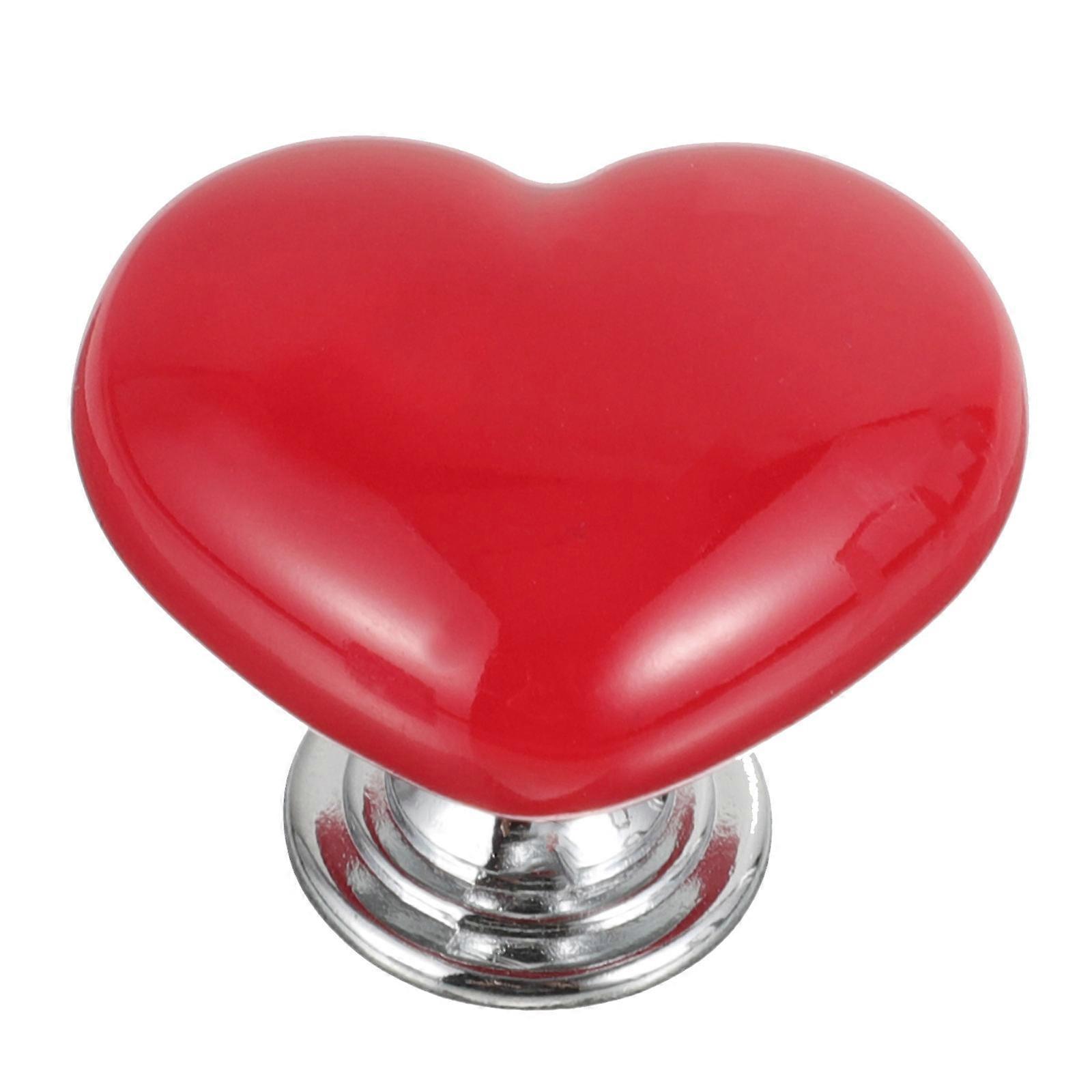 Heart Shape Dresser Knobs Practical Furniture Pulls Red Color 4x3cm 1Pack