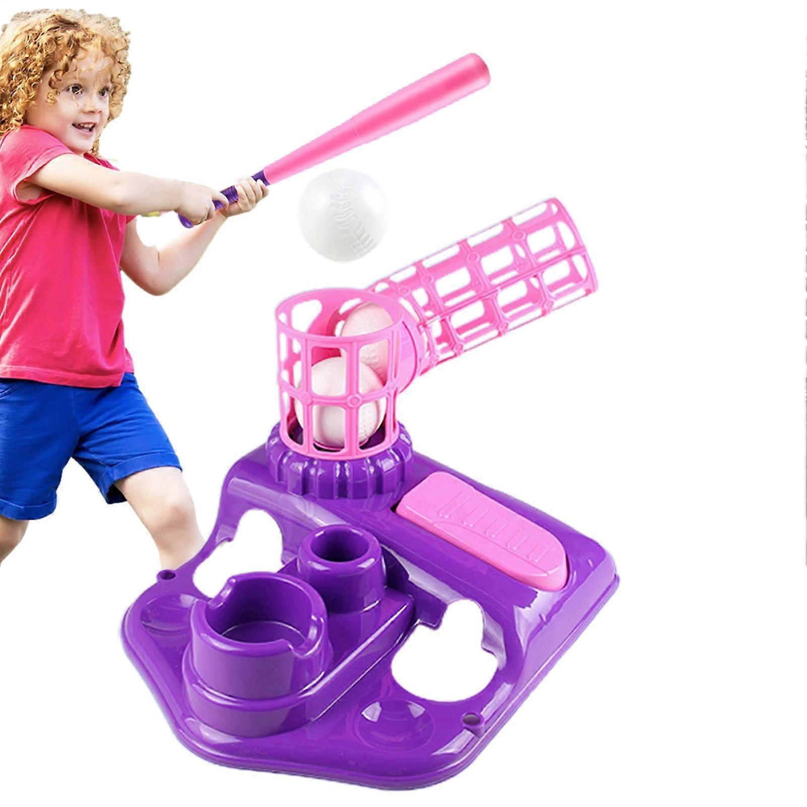 Automatic Pitching Machine, Pitching Machine for Baseball Multifunctional Youth Baseball Launcher Backyard Training Sports Set Purple 937G