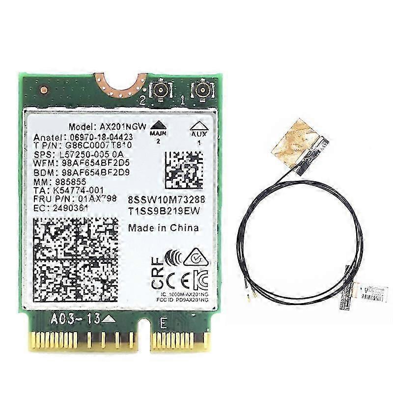 AX201 AX201NGW WiFi-Karte mit 2XAntenna M.2 CNVio2 2,4 Ghz/5Ghz WiFi 6 3000Mbps Bluetooth 5.1 WiFi A,