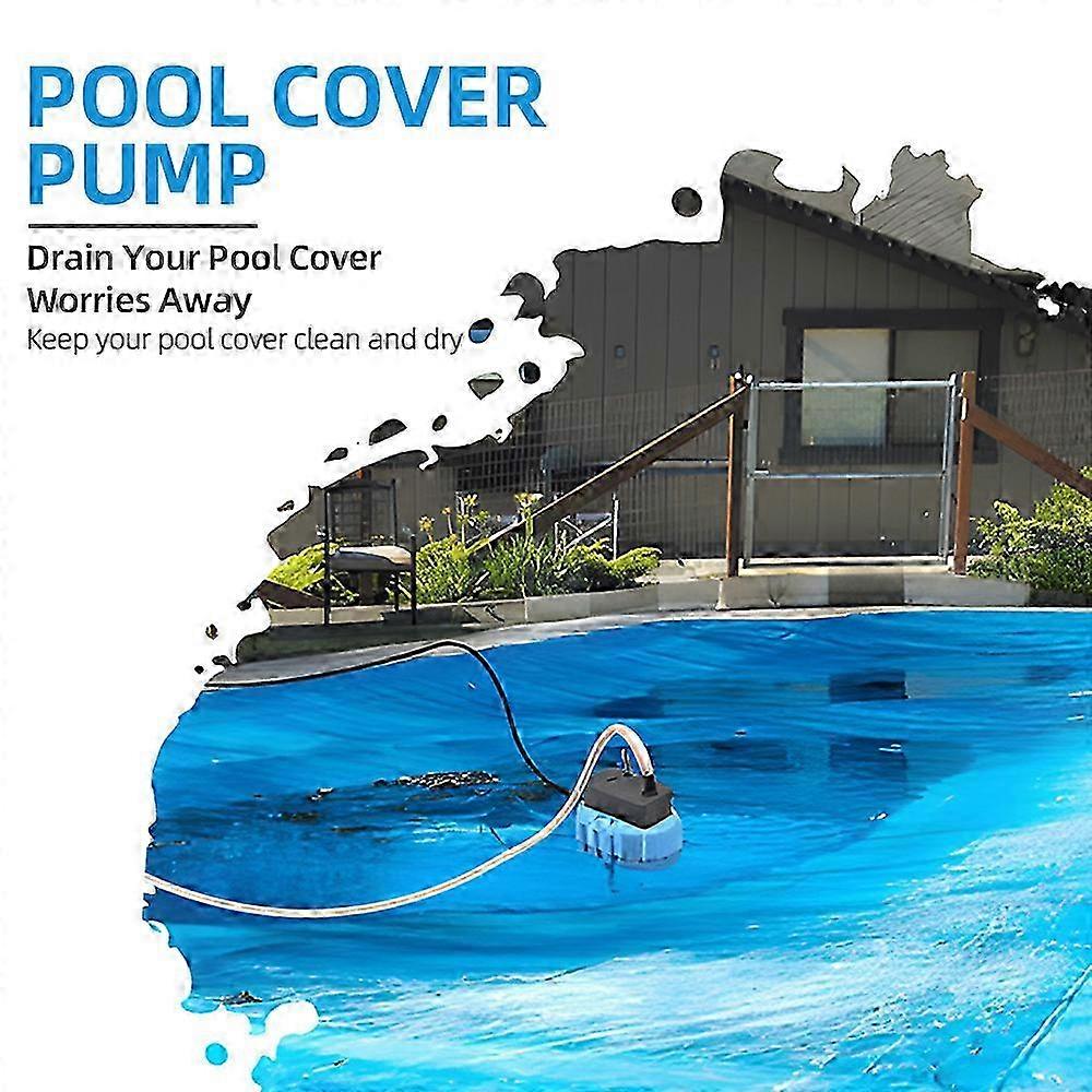 Oberirdische Poolabdeckungspumpe - 75W Tauchsumpfpumpe zur Schwimmwasserentfernung mit 3 Adaptern, 16-Fuß-Schlauch und 25-Fuß-Netzkabel