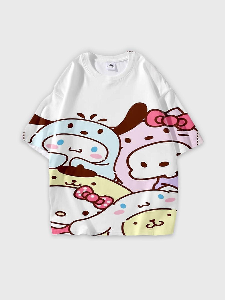 T-shirt round neck Pattern loose short sleeve JW1023