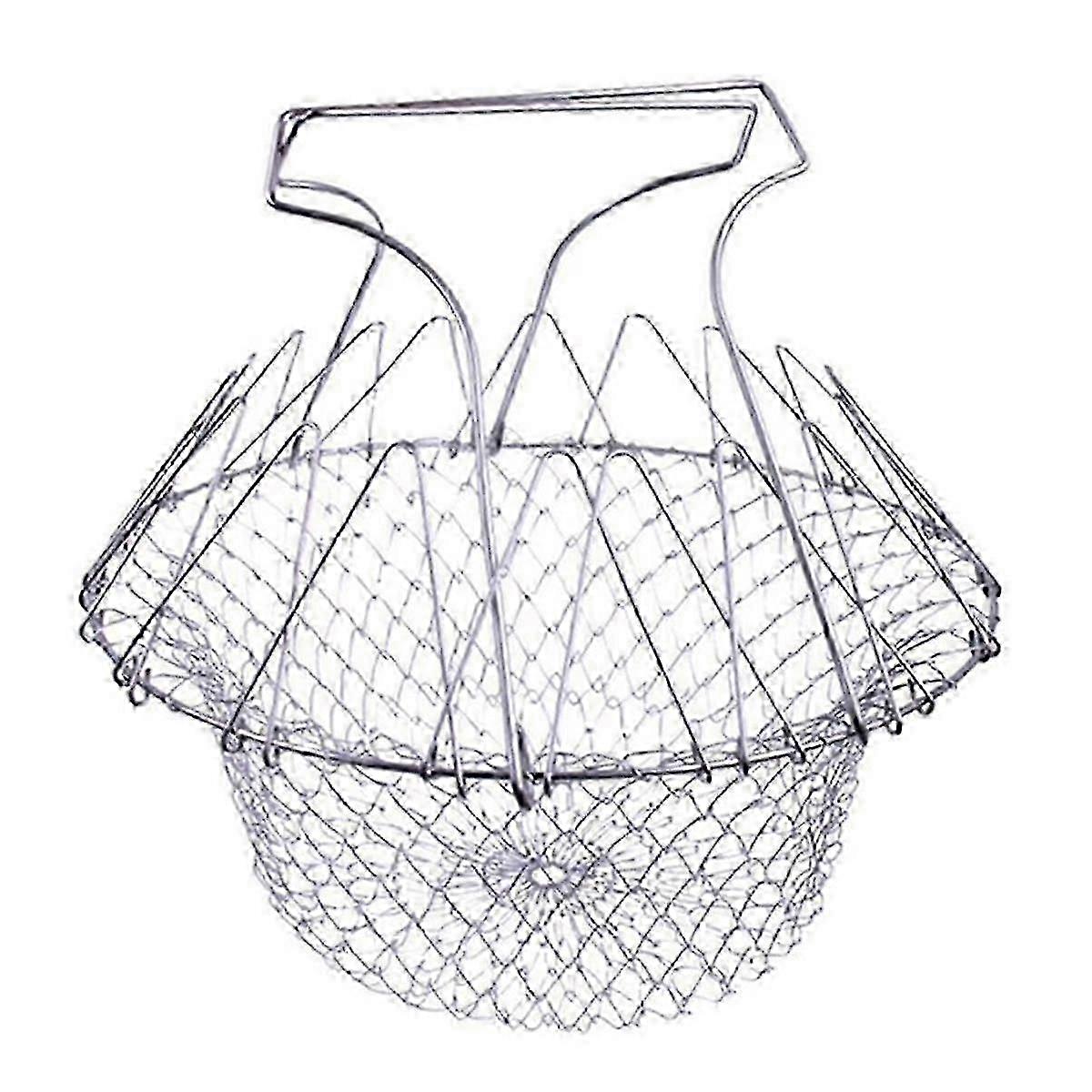 Multi-Function Folding Draining Basket for Kitchen - Poaching, Boiling & Deep Frying Essential Tool for Home Cooking