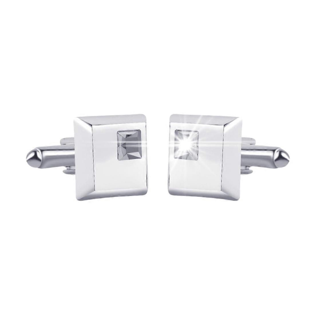 Cufflinks for Men - Square Diamond Cufflinks for French Shirts - Elegant Silver Design - 1 Pair
