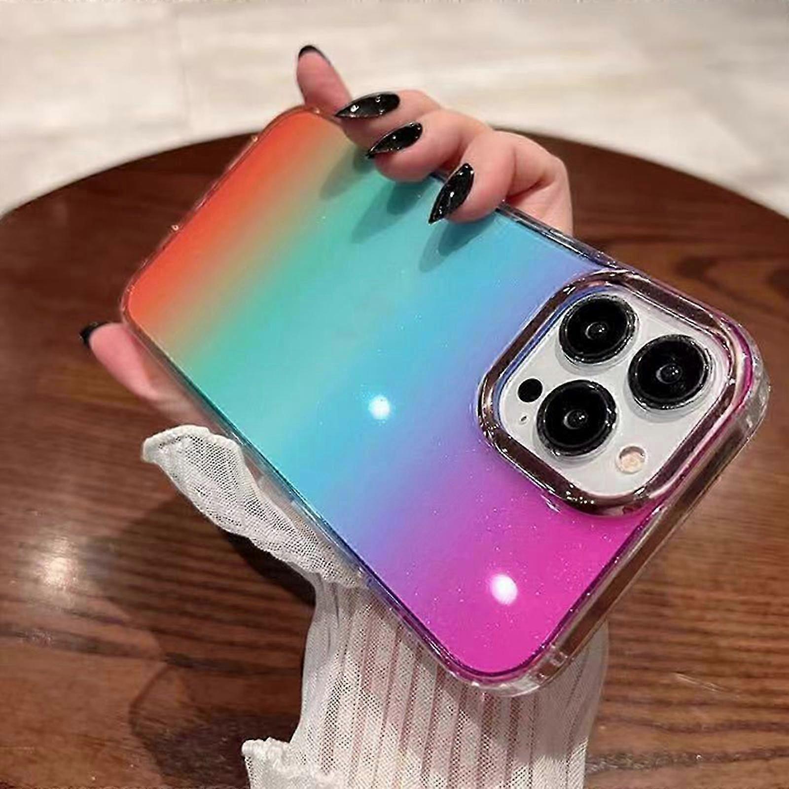 iPhone 15 Pro Max ile uyumlu Kadınlar için Parıltılı Kılıf Kızlar için Işıltı Lüks Kristal Berraklığında Bling Kılıf Koruyucu Gradyan Kılıf