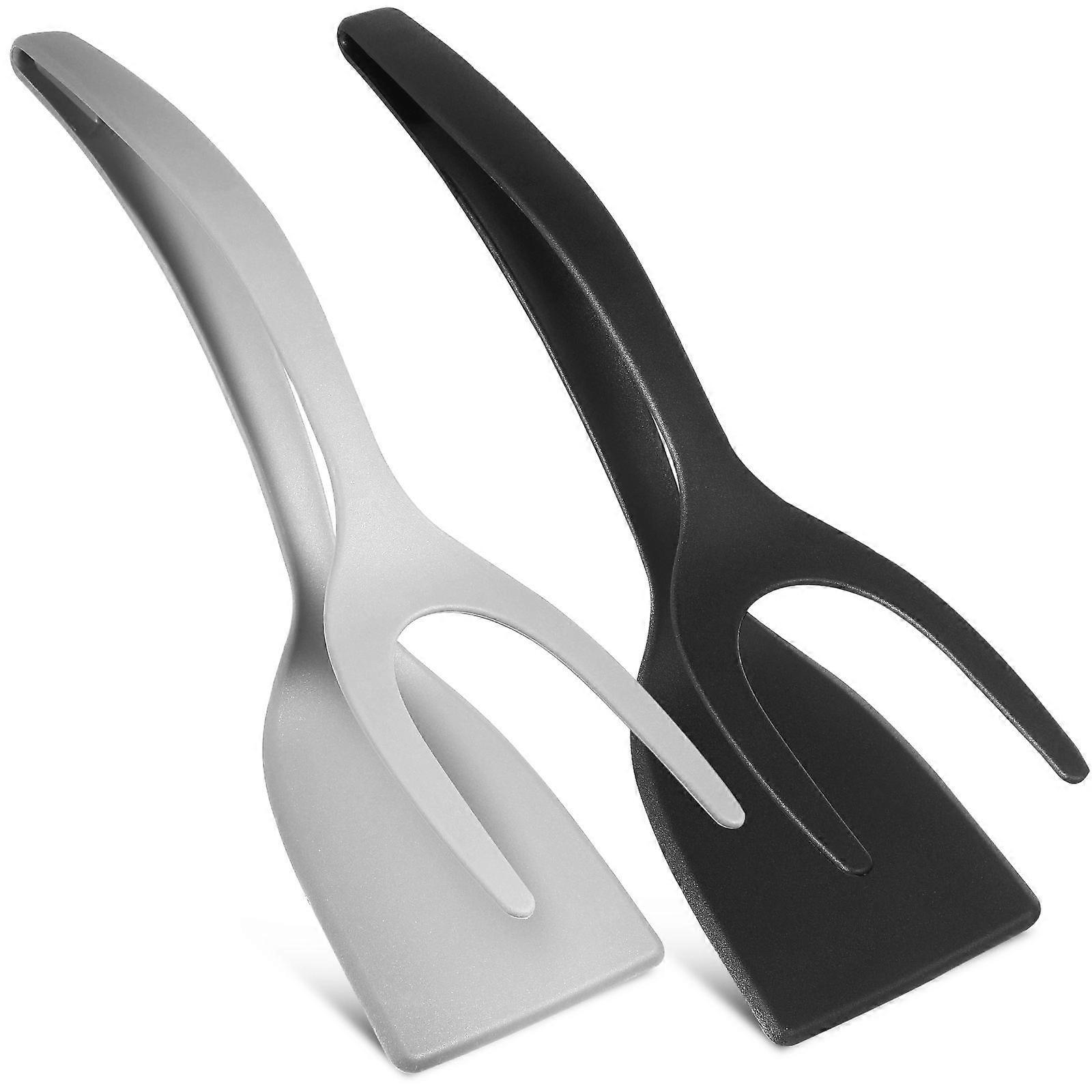 Food Serving Tongs Spatula Tongs Versatile Use Ergonomic Handle Home Cooks Black 31.00x8.50x4.20Cm 2Pcs
