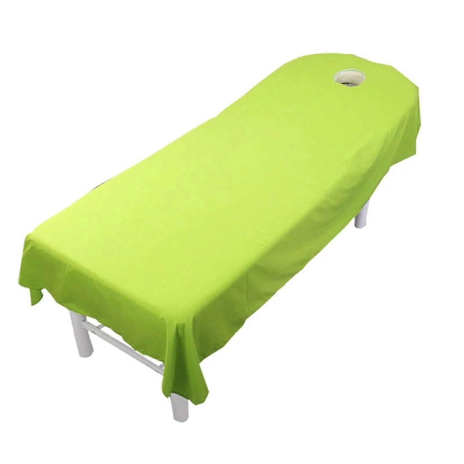 Massage Table Topper Beauty Bed Sheet Cosmetic Salon Leaves Spa Massage Treatment Polyester Spa Duvet Cover with Hole (Green) 80cmx190cm