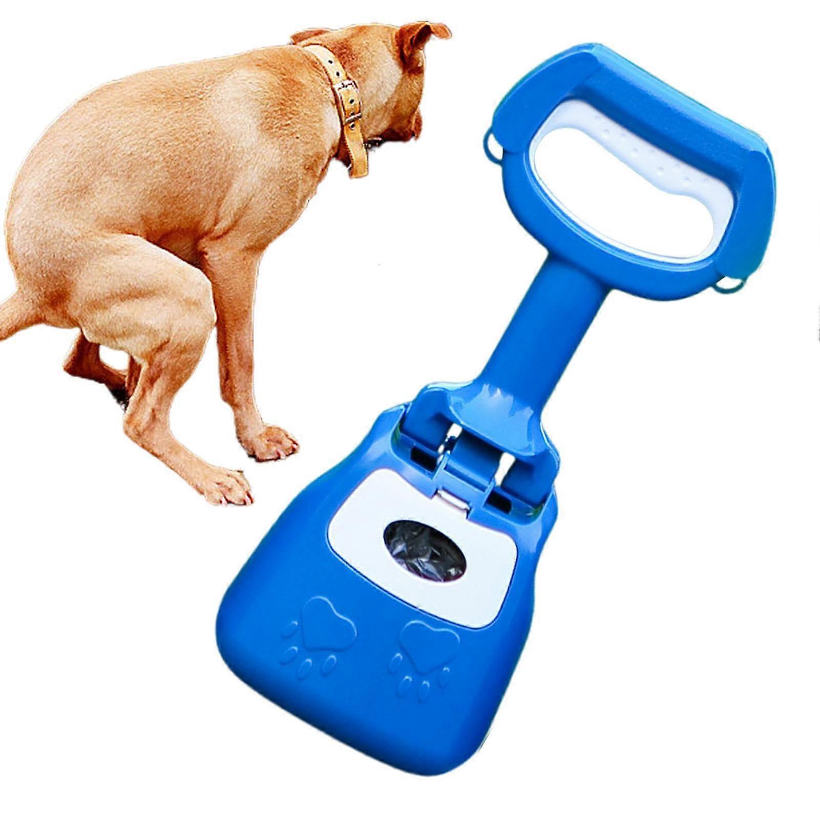 Dog Poop Scooper Portable Pet Poop Scooper with Garbage Bag, Easy Grip NonSlip, 12.5x8x blue