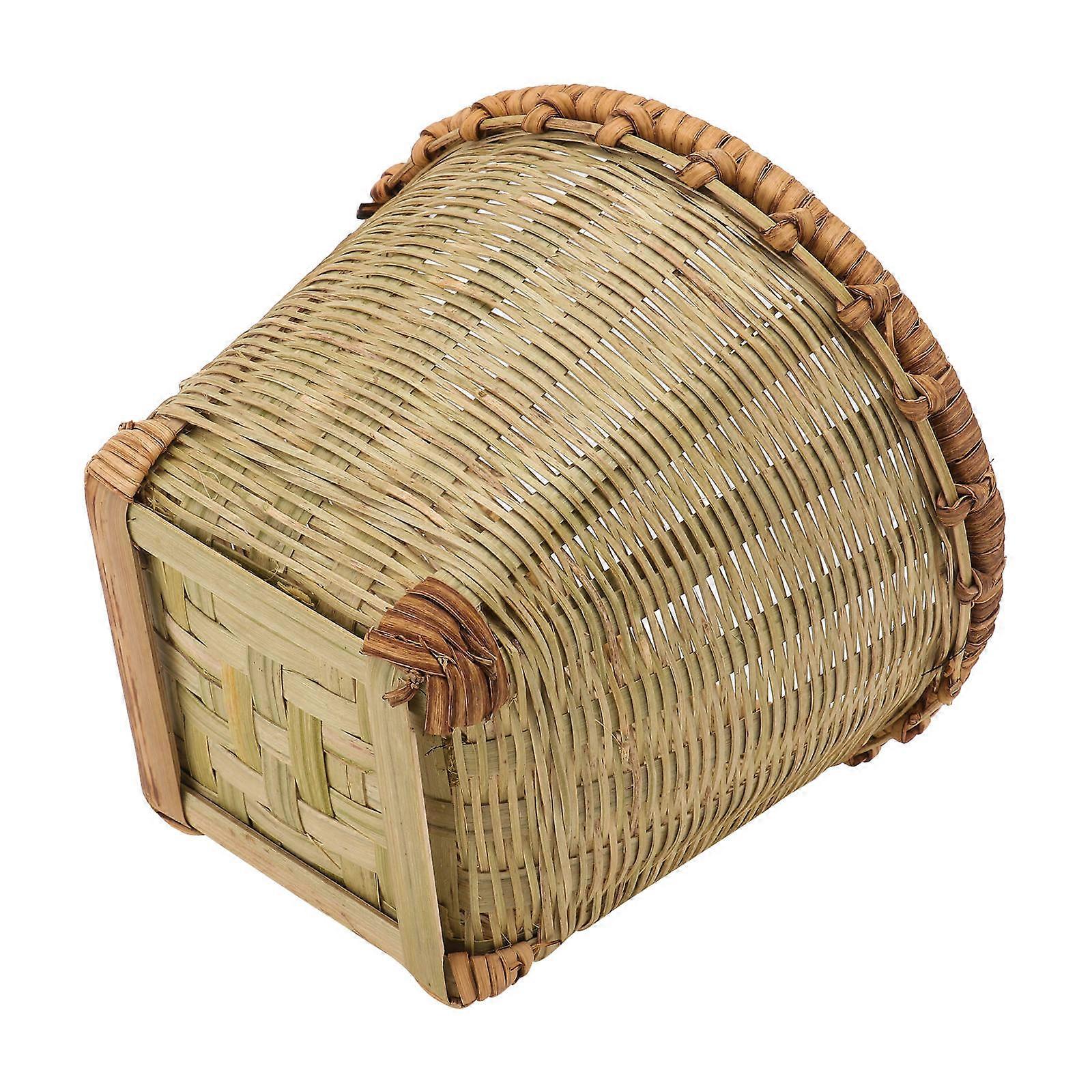 Bamboo Storage Basket for Home Organization with Synthetic Material Light Brown Small Size