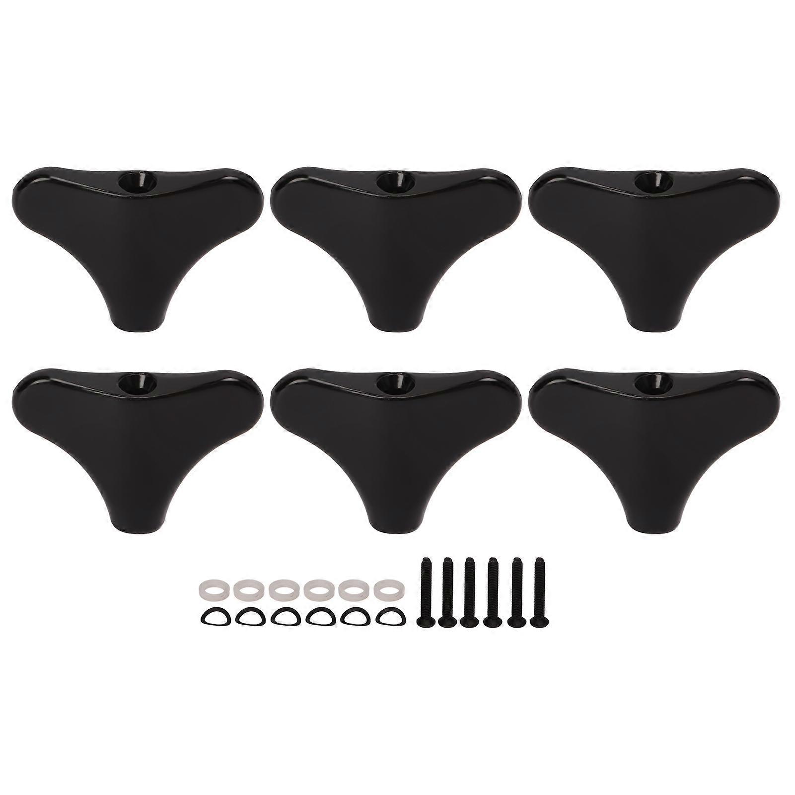 6PCS Tuning Pegs Button Fish Tail Type Black Metal Machine Heads Replacement for Electric Bass