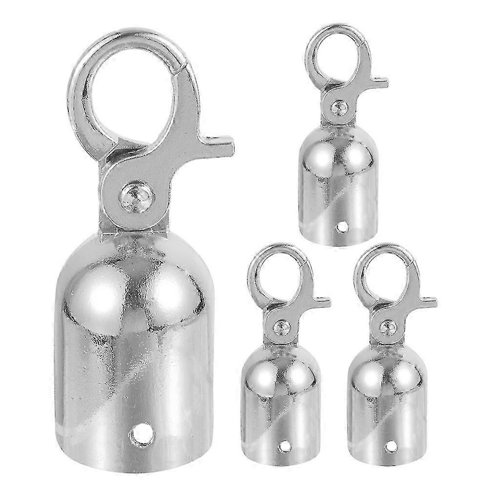 4pcs Rope Hook Cord Lock Stopper Rope End Rope End Snap Hook Guardrail Cord End Cap7.60X2.80X2.80CMSilver SZRH A-J