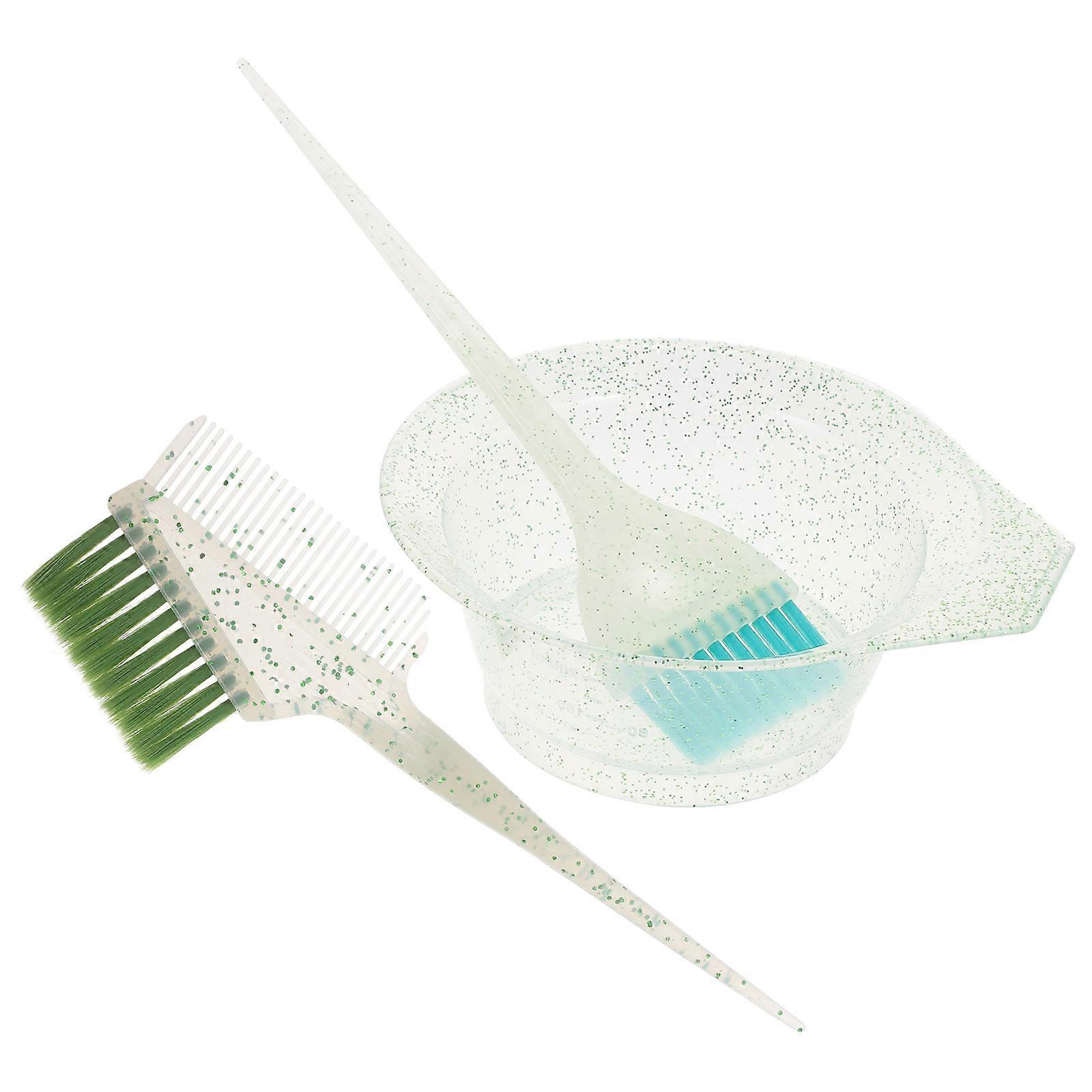 1 set de perie de colorare a părului cu bol de amestecare pentru vopsirea părului în plastic verde și fibre pentru utilizare la salon
