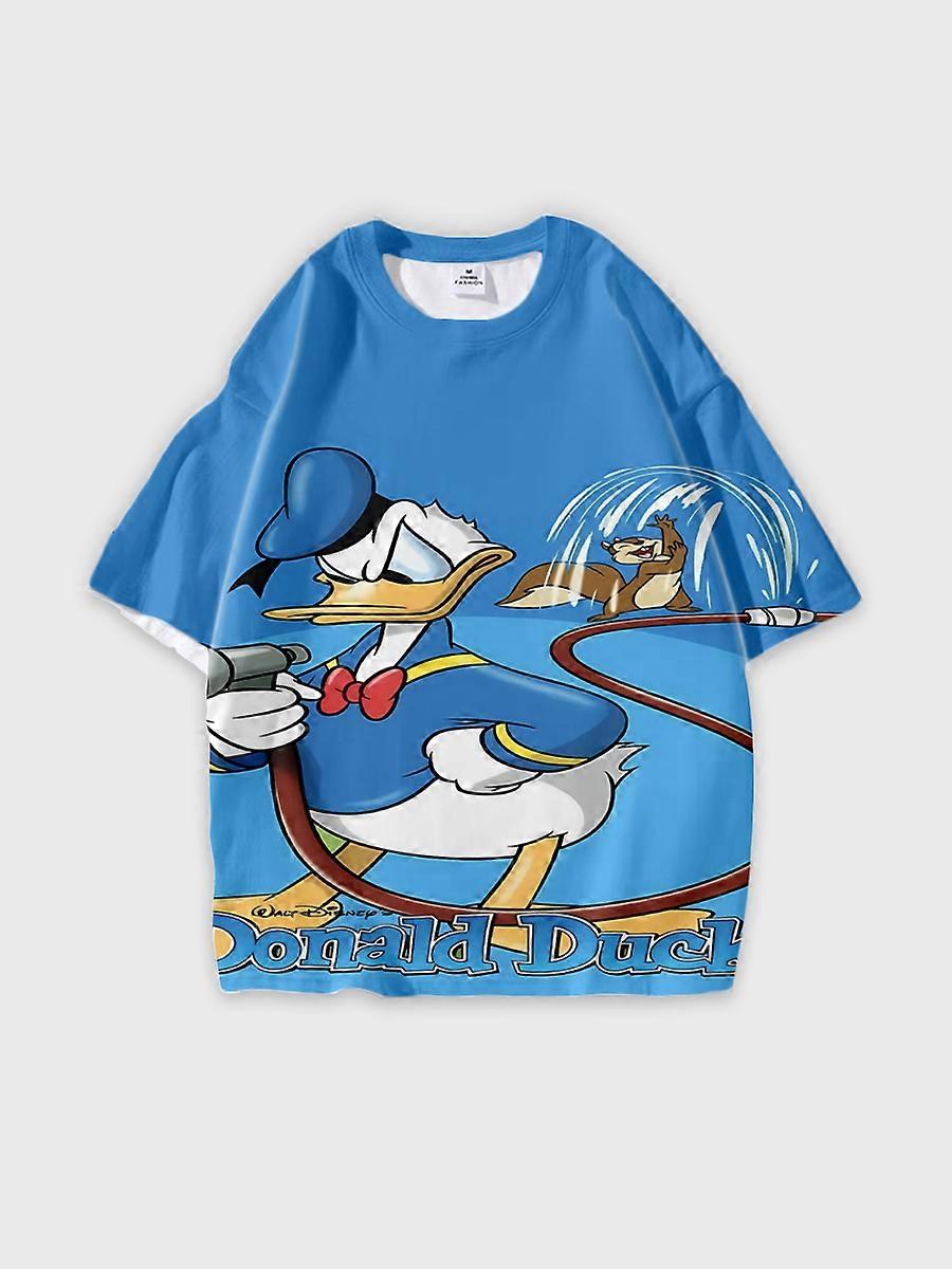 T-shirt girocollo Cartoon Pattern manica corta sciolta D3170