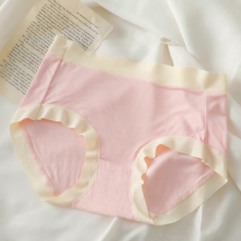 Breathable Underwear for Women Traceless Mid Rise Flat Corner Pants Pure Cotton Antibacterial Crotch Large Size Non Pinch Buttocks Pants