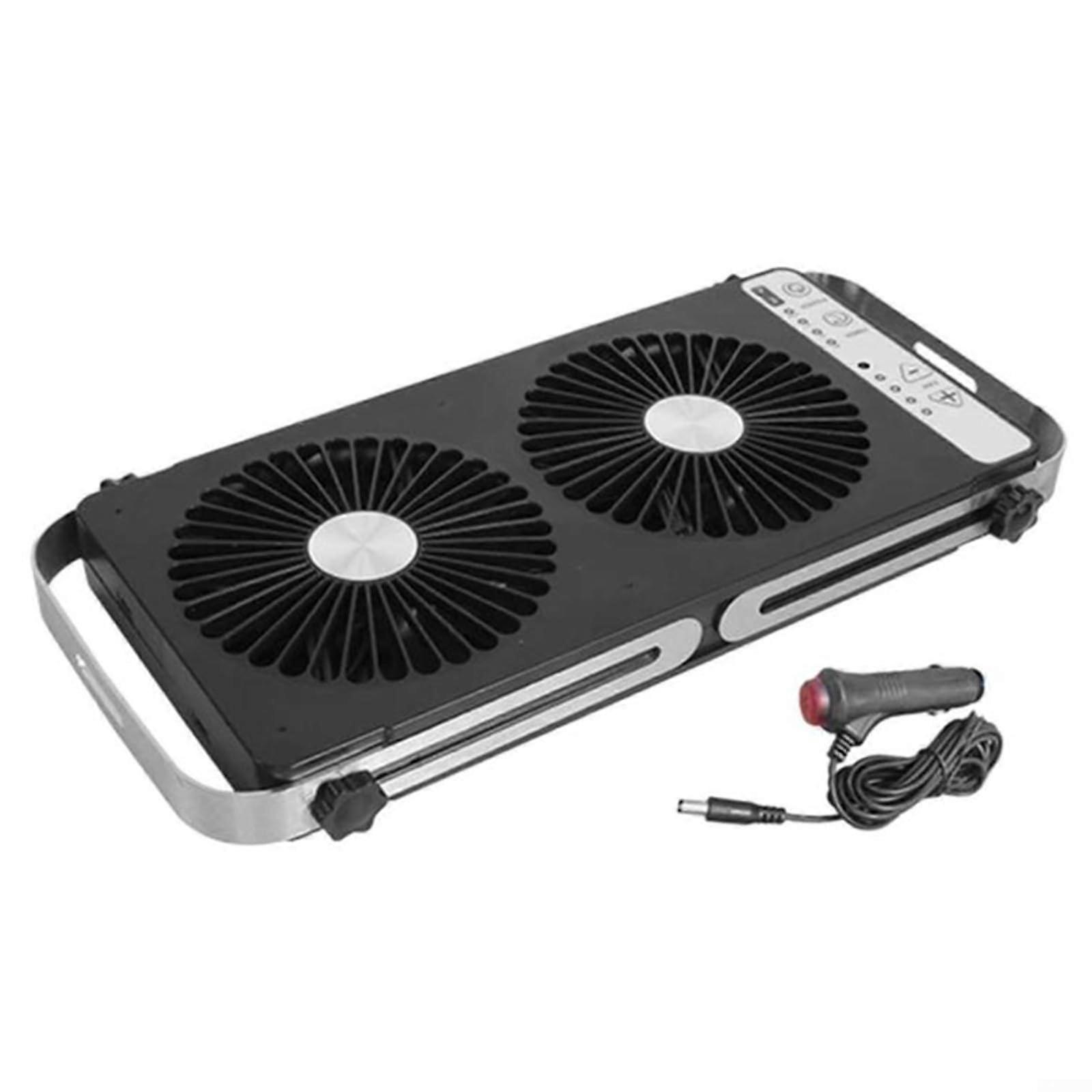 Portable Motorhome Roof Window Fan with Adjustable Speed Control, Expandable 37-58 cm Design, Black for RVs