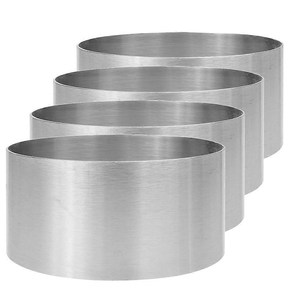 Stainless Steel Cake Ring for Baking Use Silver 4 Pieces Set Ideal for Daily Dining Needs