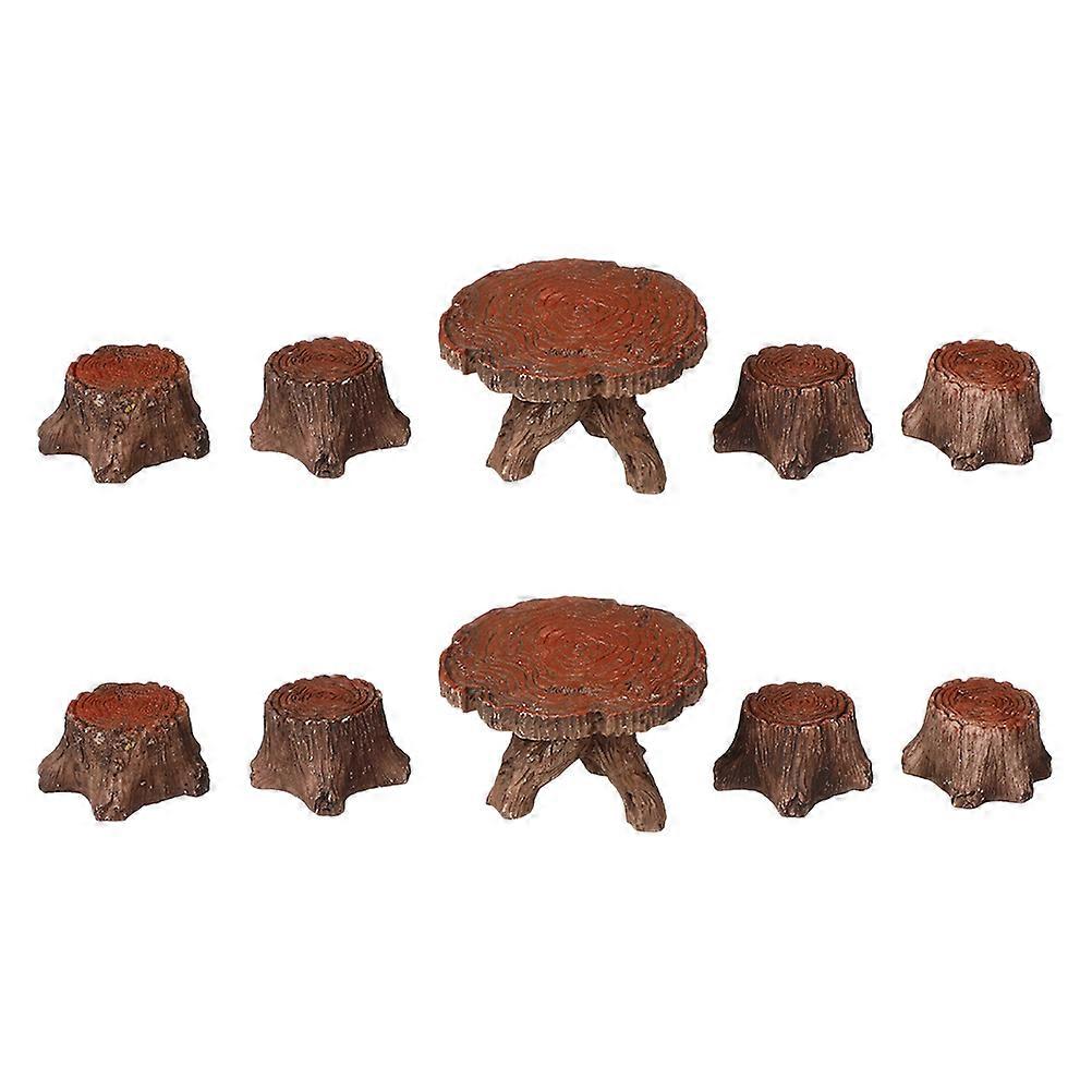Miniature Table And Chairs Resin Dollhouse Garden Table Chair For Garden Decoration Craft Enthusiasts 5.60X5.60X3.50CM 10Pcs