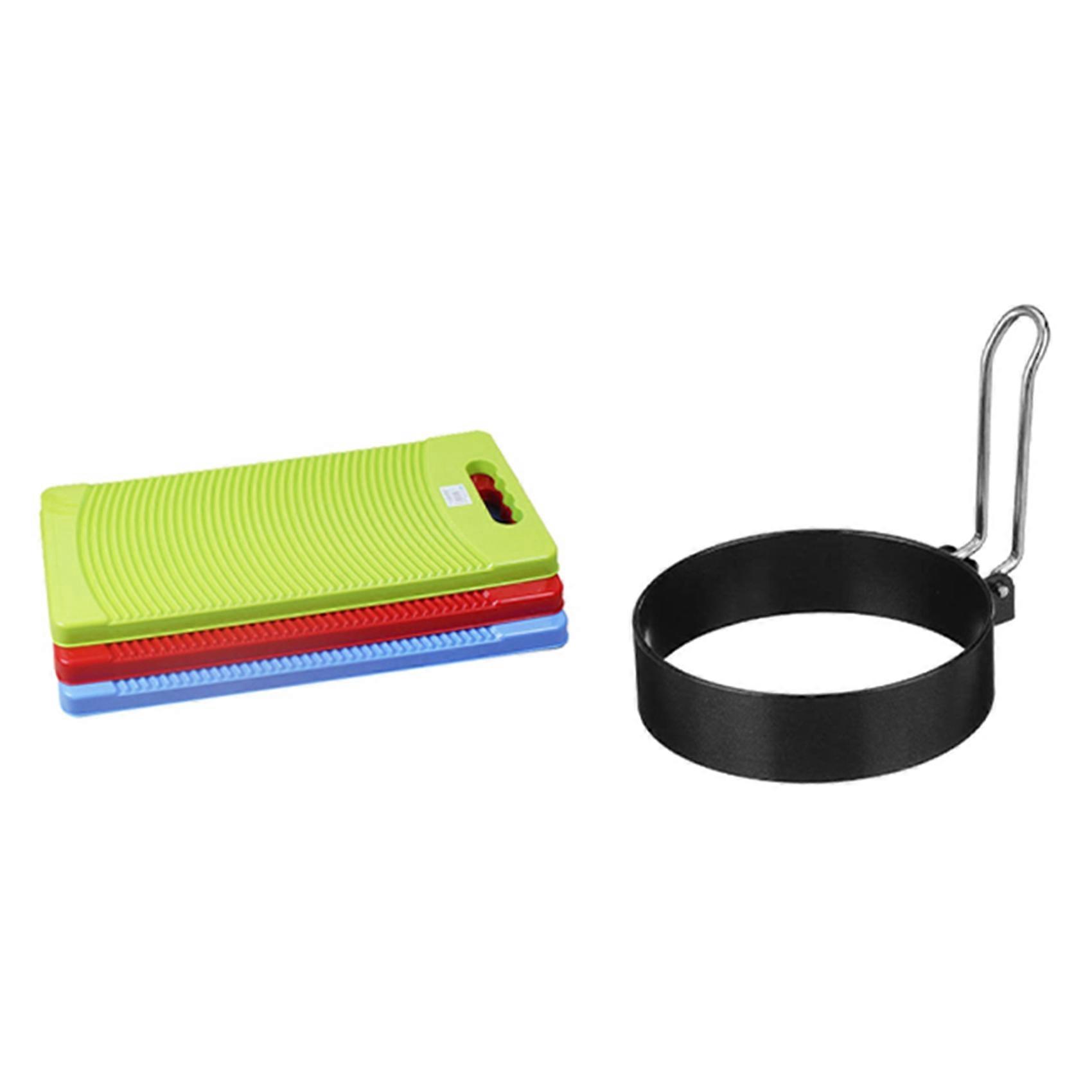 Plastic Rectangle Washboard Wash Clothes Board 50cm Long & Round Egg Pancake Maker Mold,Non Stick Ci