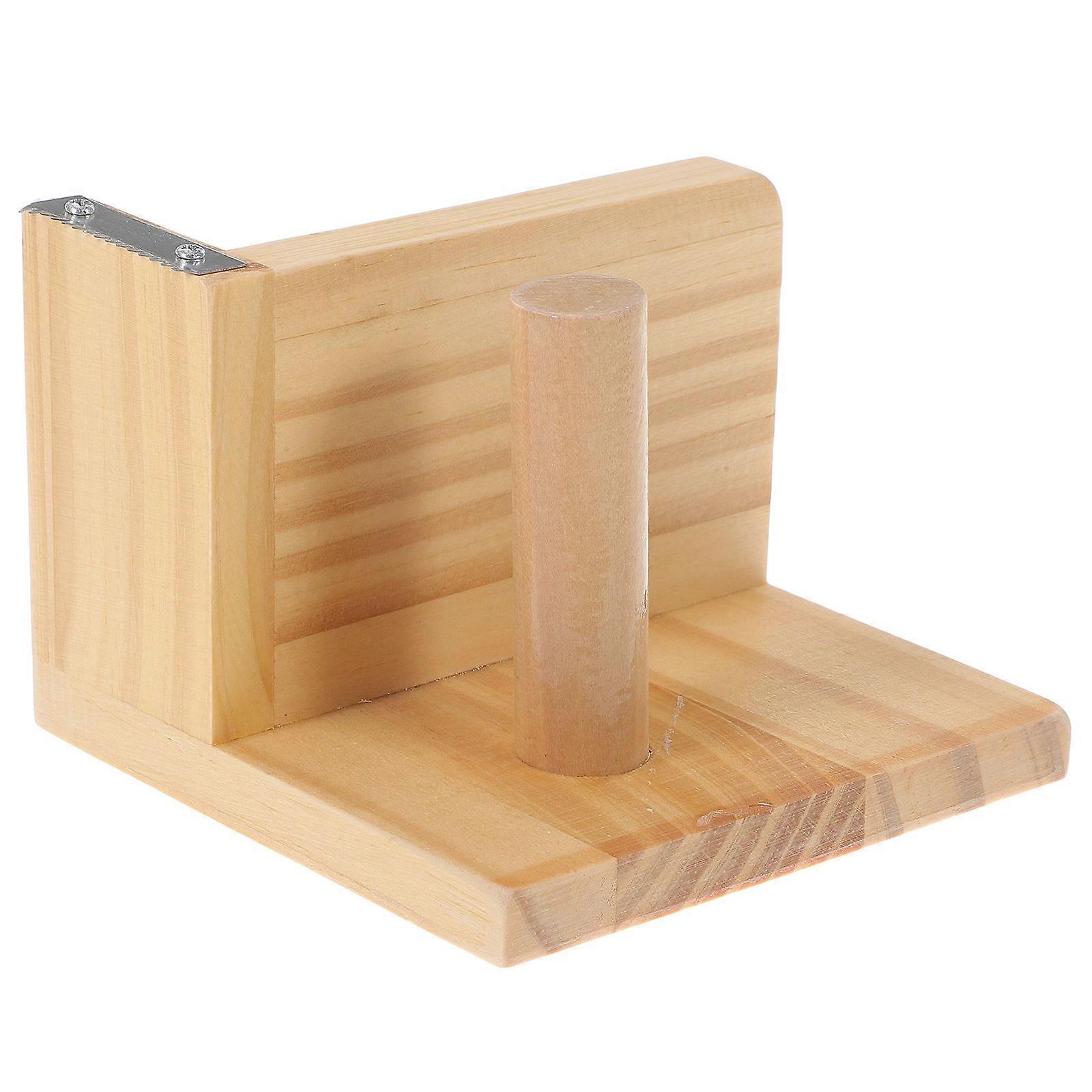 Wooden Tape Dispenser for Home Use Khaki Color with Storage Rack and Feature 4.7 x 2.6 x 1.8 inches