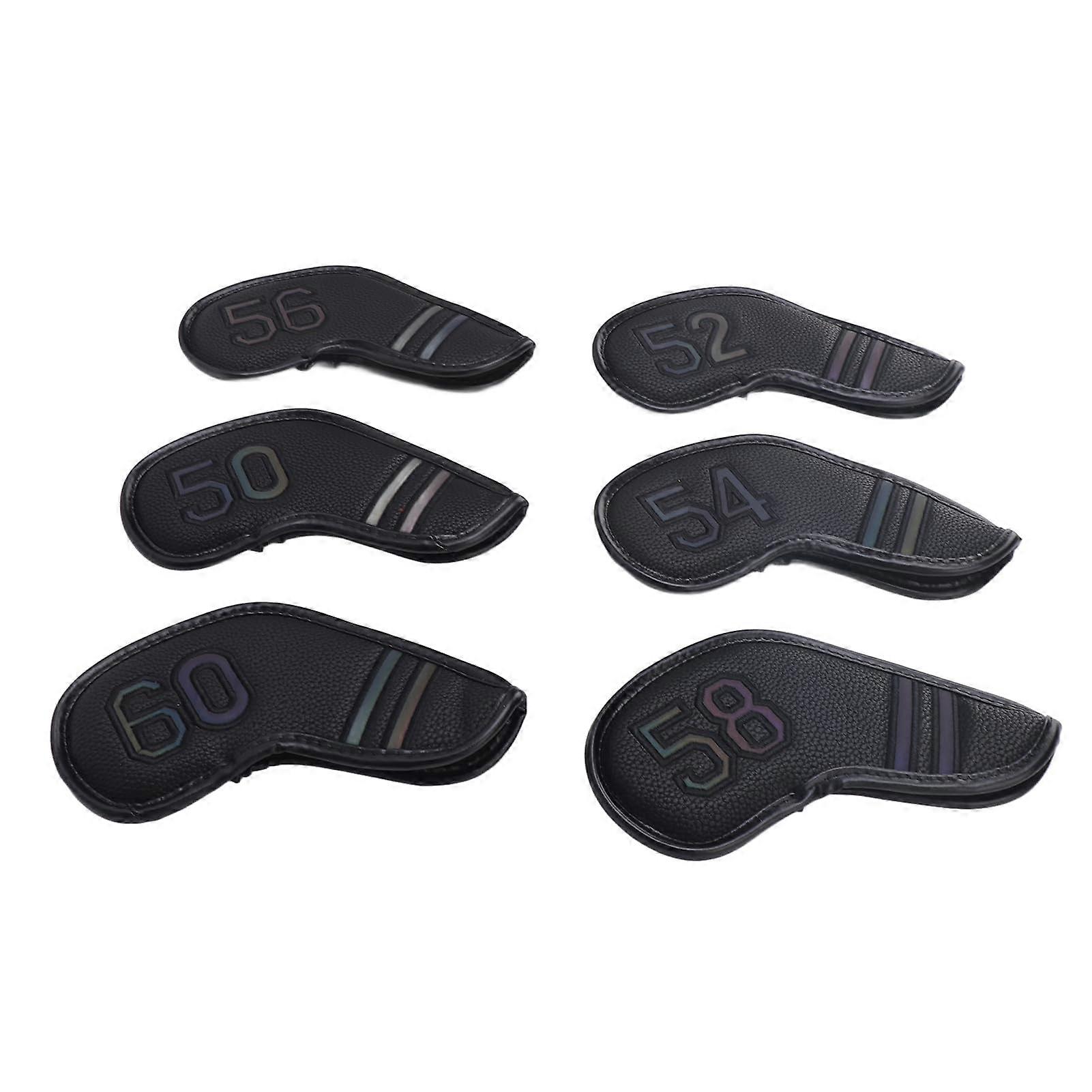 6PCS Golf Club Head Covers, Black Iron Headcovers with Embroidered Number Tags and Hook & Loop Closure for Most Clubs
