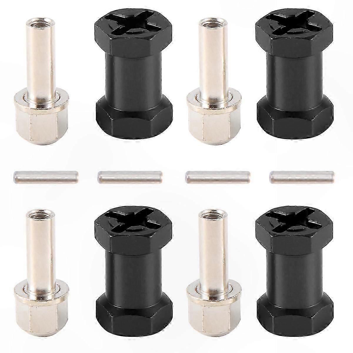 Hex Wheel Hub Adapter with 20mm Extension Coupler in Black for Robotics and Automation Projects