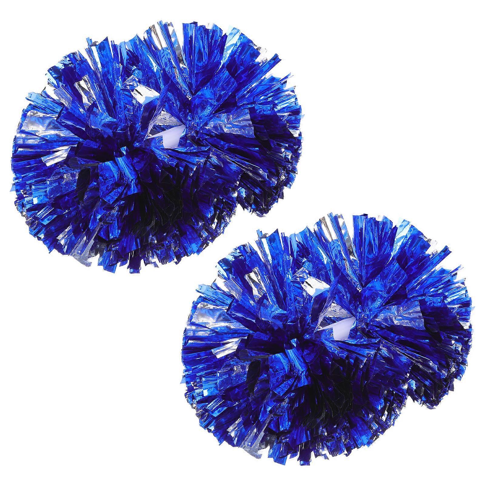 Blue Cheerleading Pom Poms for Performance Durable Reusable PE Material 2pcs