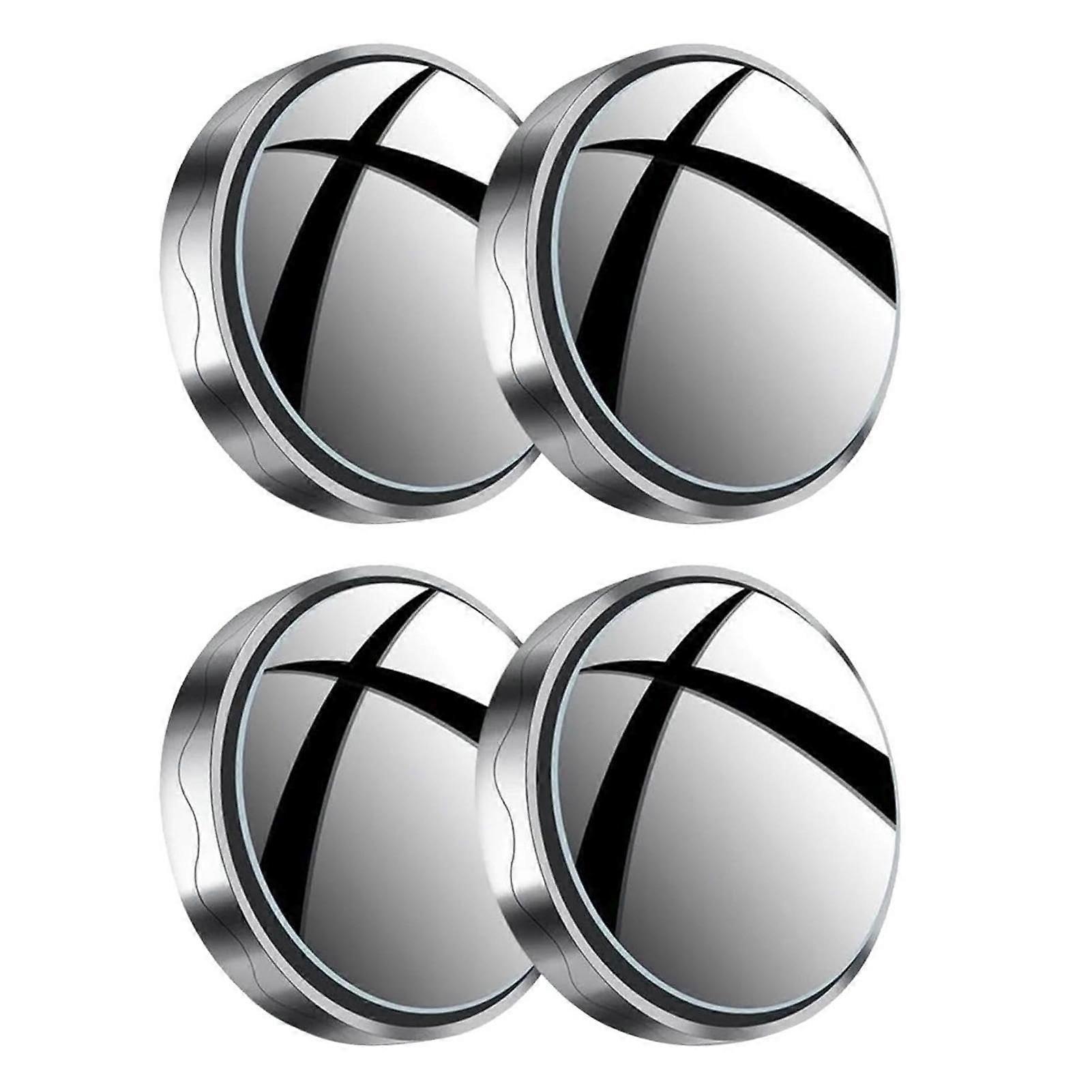 Convex Blind Spot Mirror For SUV And Truck, 360-Degree Rotatable, Suction Cup, Pack Of 4, Wide Angle, Silver