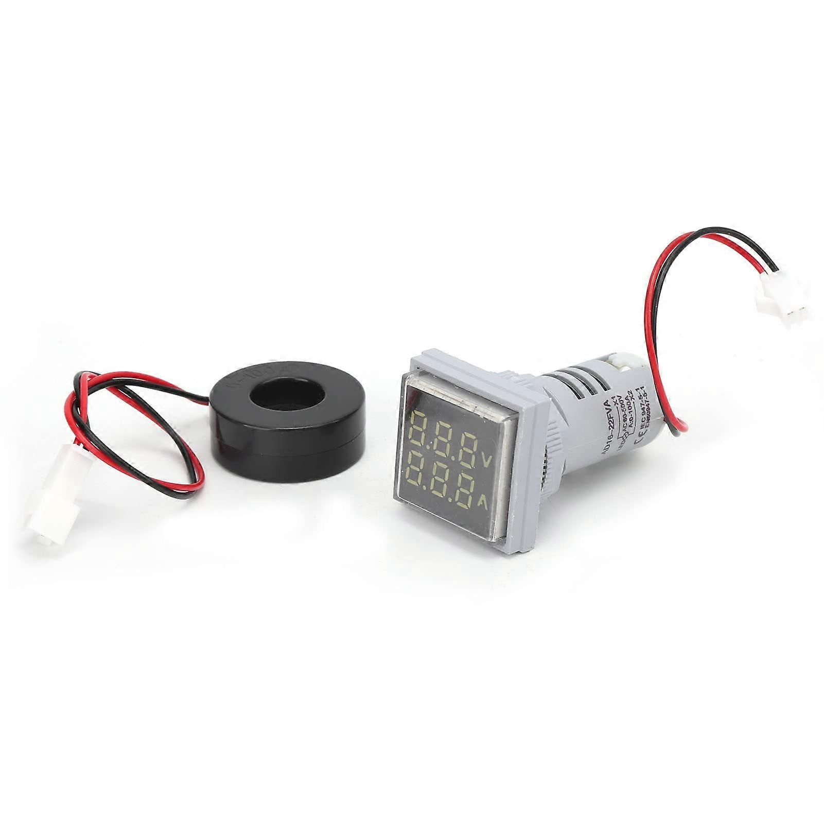 Digital Voltmeter Ammeter, AD1622FVA 2in1 Dual Display Voltage and Current Meter with Bright Indicator for Measuring Equipment Power (WHITE)