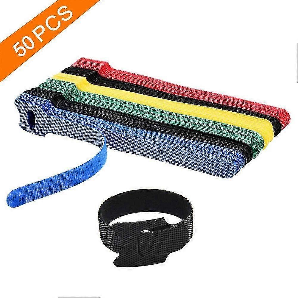 50-Pack Reusable Fastening Cable Ties - Adjustable Cord Organisers