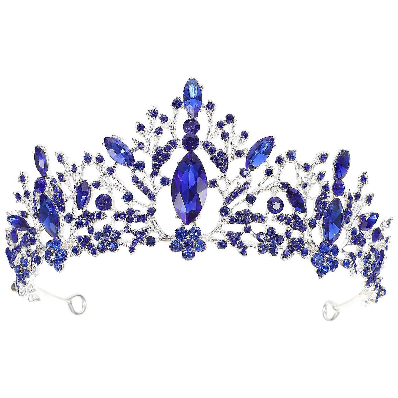 Bandeau de mariée en alliage bleu avec strass pour la fête de mariage et les occasions spéciales 6,5 pouces