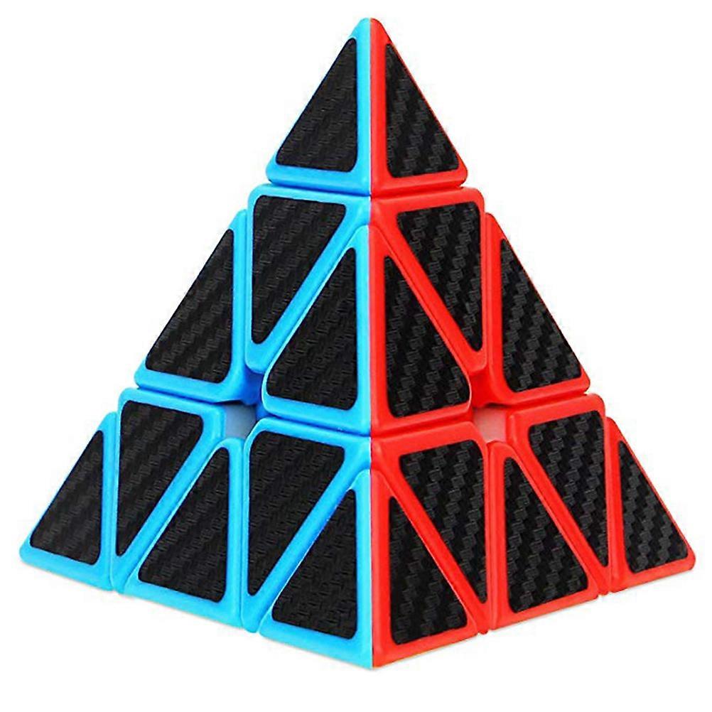 Pyramid Speed Cube Triangle Carbon Fiber Speed Cube Twisty Puzzle Toy for Kids Intelligence Development