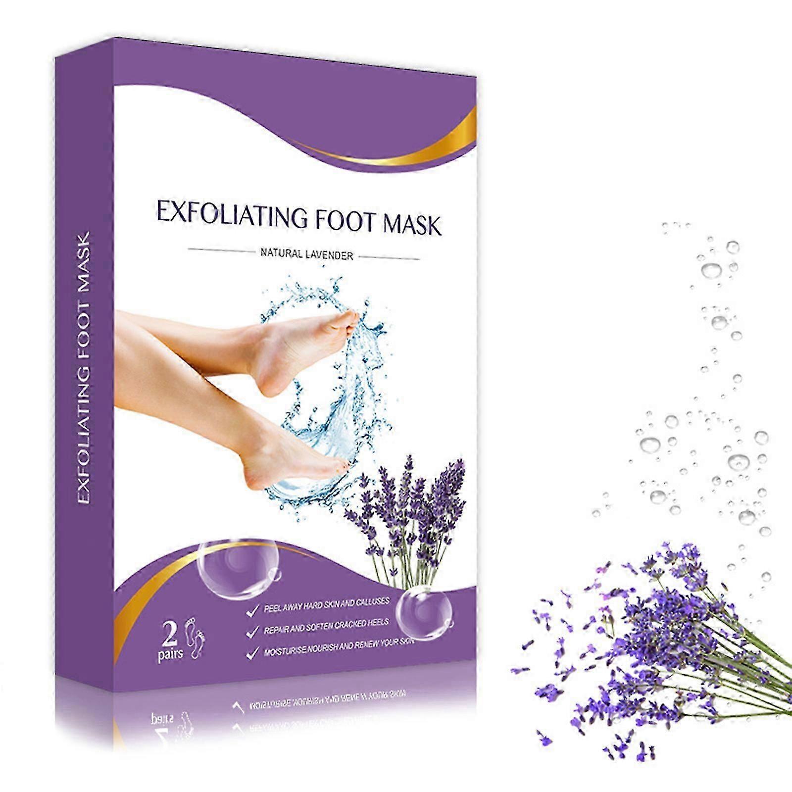 硬い肌のための2ペアのフットピールマスク、古い肌のための角質除去フットピーリングマスク、ひび割れたヒールトリートメントソックス、プラントフォーミュラモイスチャライジングソックス