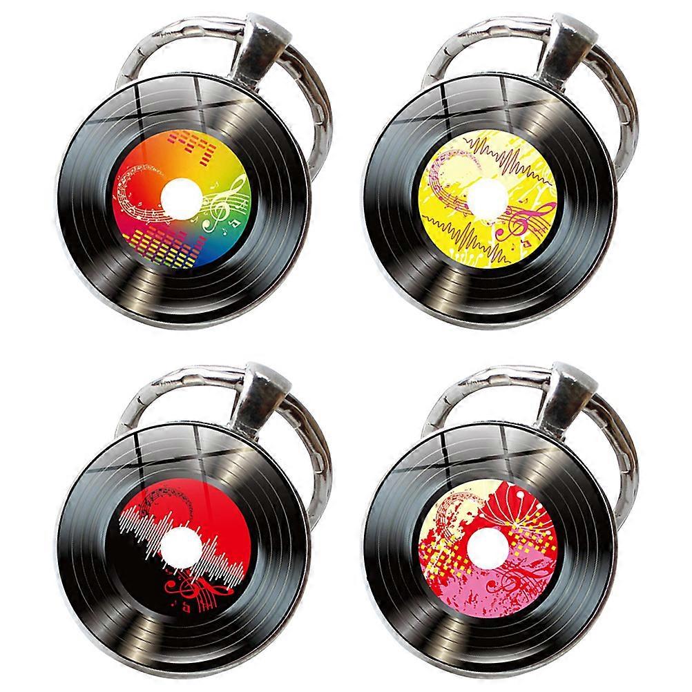 Vibrant 4Set Music Key Chains Record Pendants Perfect For Party Favors And Accessories For Collectors
