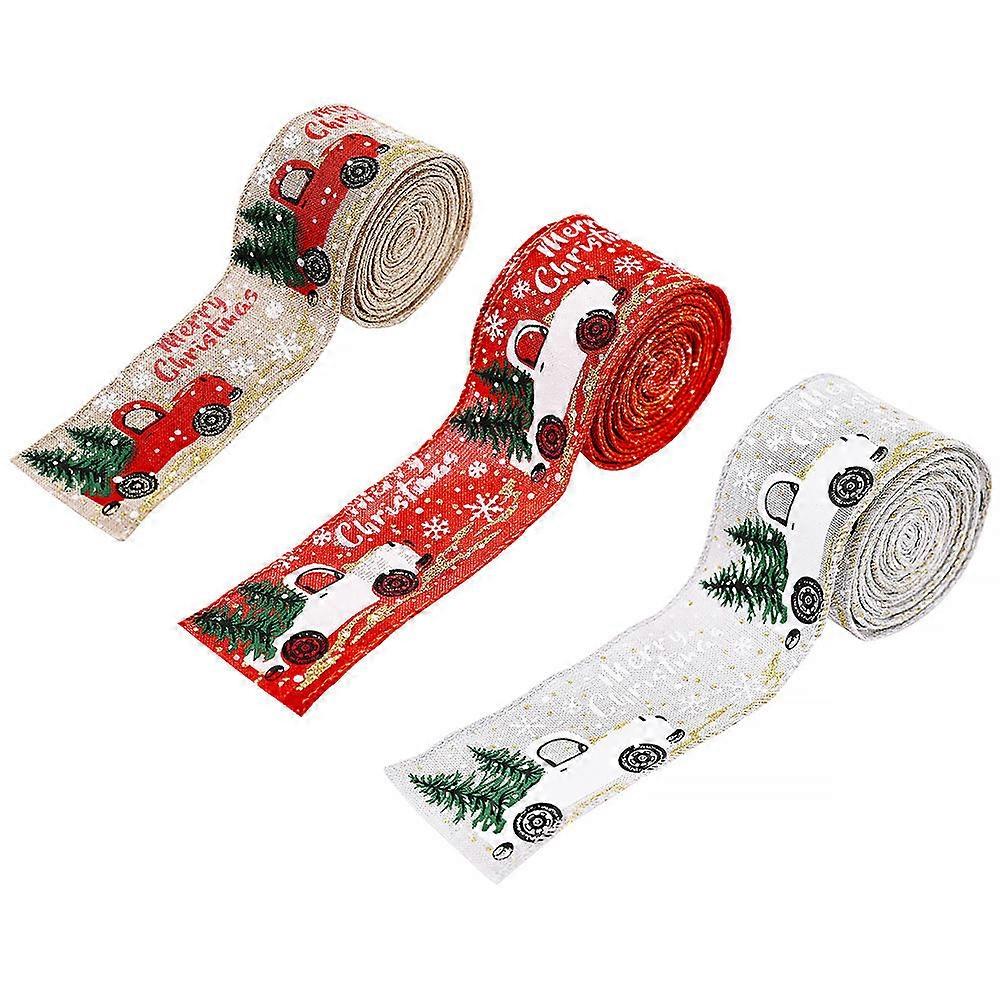 Festival Celebration Decorative Ribbon For Gift Wrapping 78.60X2.08X0.08in Christmas Craft Material 3 Rolls