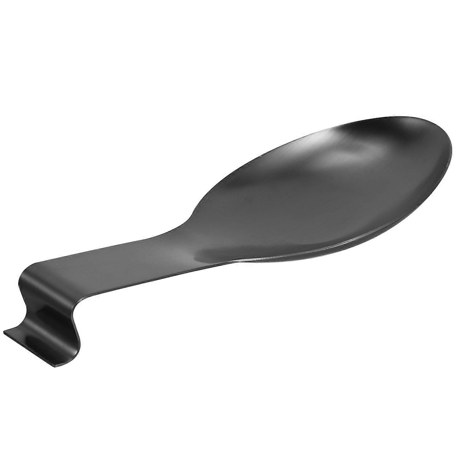 Metal Spoon Rest With Simple Design For Household Kitchen Organization Black Rectangular 1Pack
