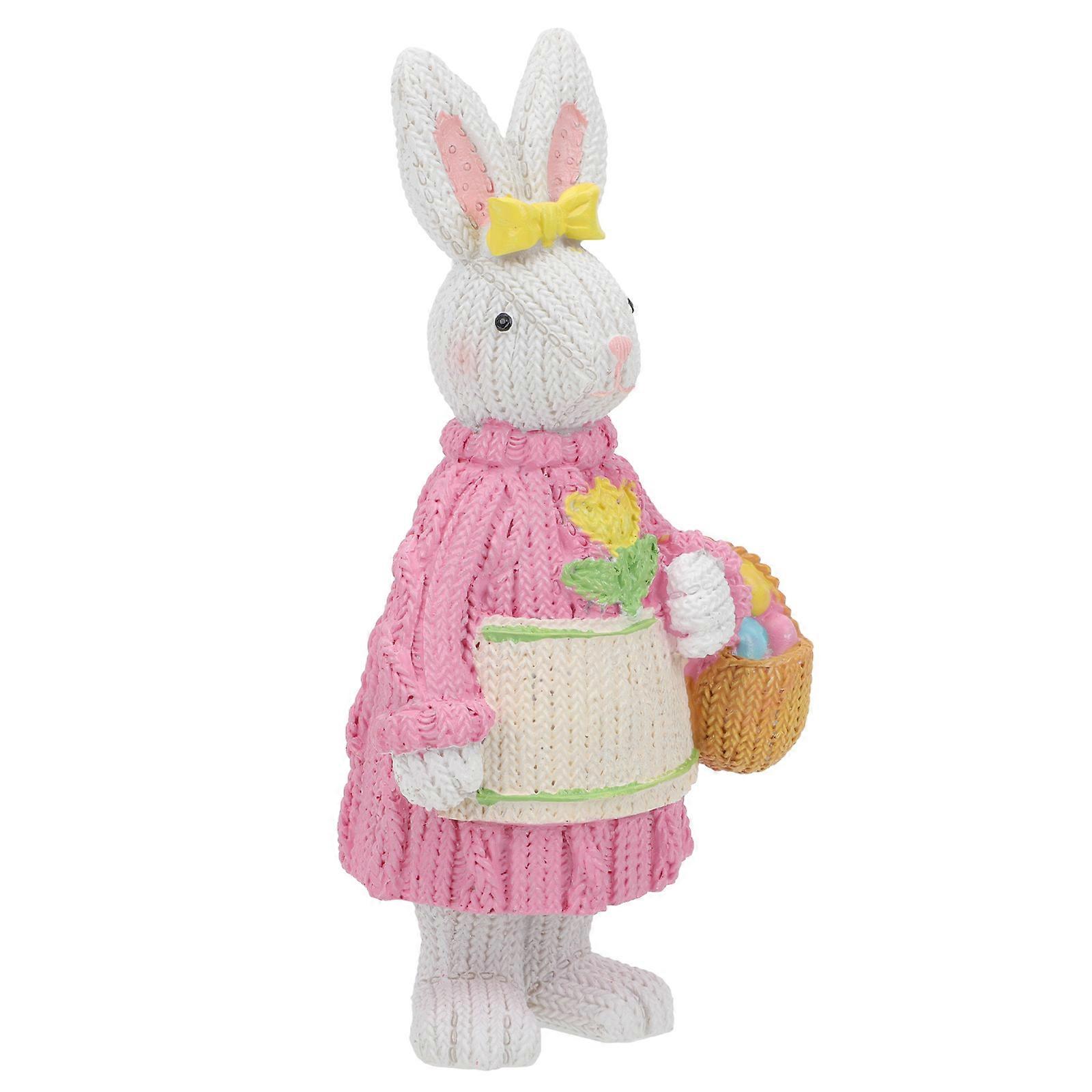 Weaving Effect Bunny Ornament Standing Pose Suitable For Indoor Spaces 1Set Decoration