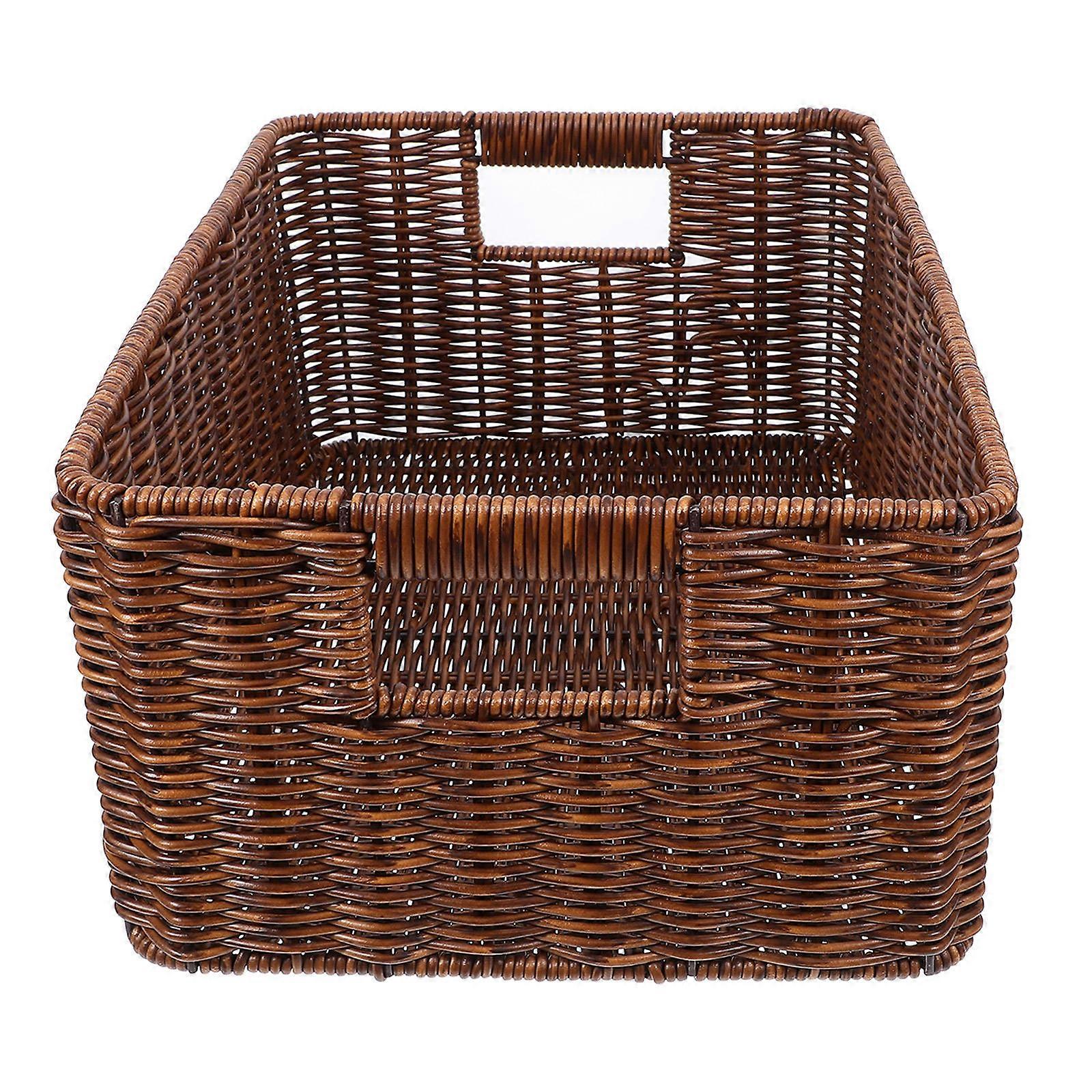 Kaffee Simulation Rattankorb mit großer Kapazität für den Heimgebrauch mit Widerstand und rustikalem Stil 12,5 x 7 x 9 Zoll