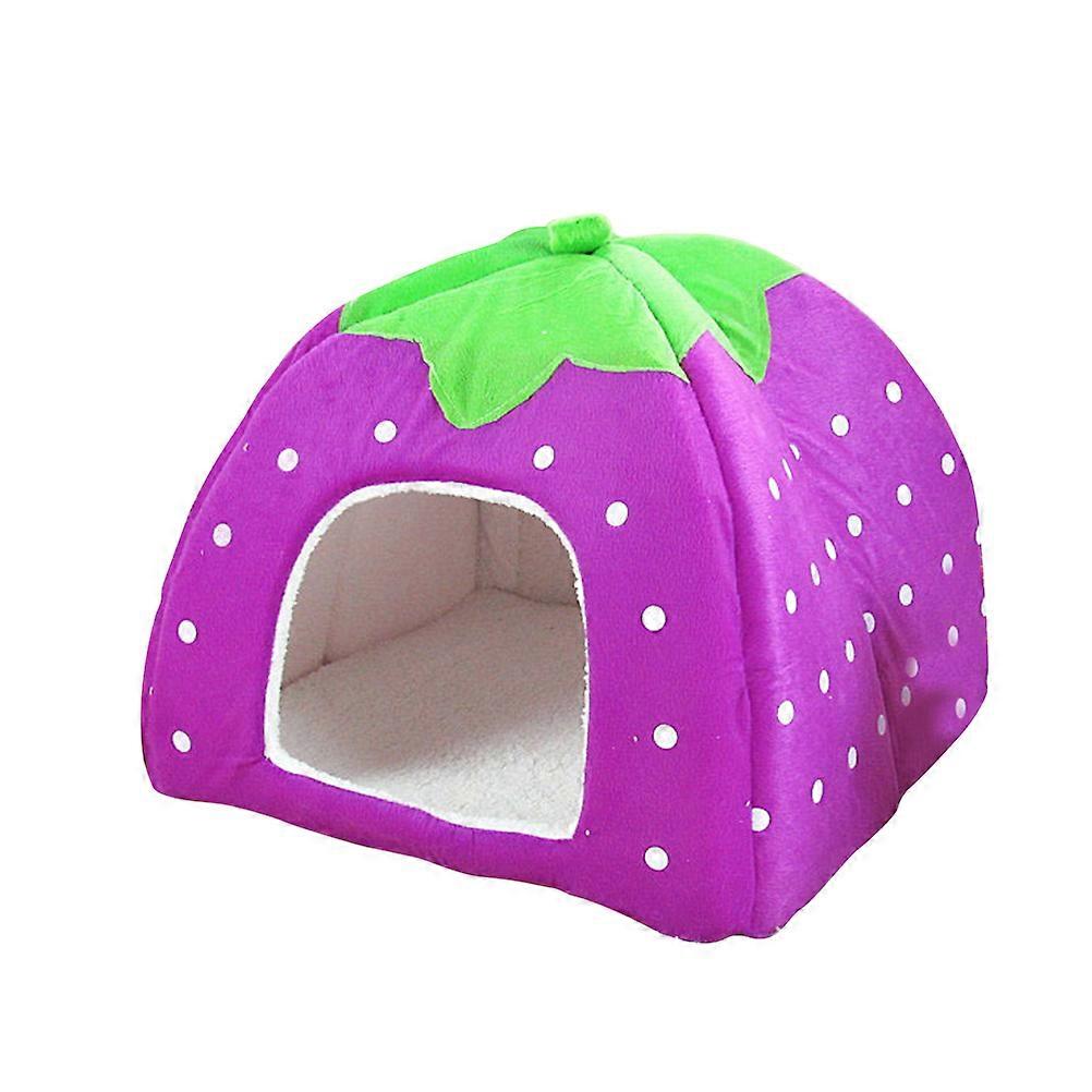 Indoor Warm Tent Cotton Sponge House Dome Tent For Pets Like Dog Puppy And Cat In Purple Color Features Anti-Slide Design 1Pack