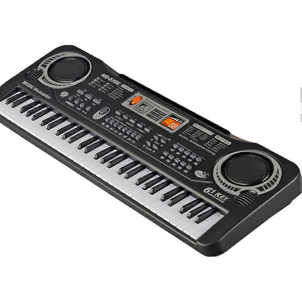 Educational Electronic Keyboard For Children With 61 Keys Design Plug Compatible Black 1Pcs