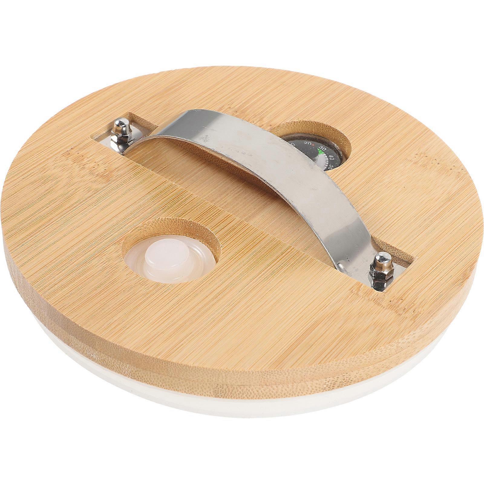 Bamboo Lid With Exhaust Valve For Camping And Use In Beige 1Set