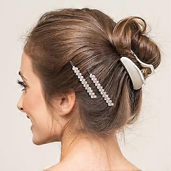1 Set 2 Pairs Rhinestone Hair Clips Beautiful Metal Bobby Hairpin Woman Headwear