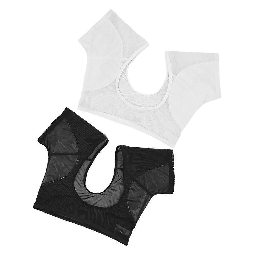 Underarm Sweat Vest for Women, Breathable Mesh Short Sleeve Undershirt for Summer Outdoor Workout & Jogging – Fast Drying, Black & White Options