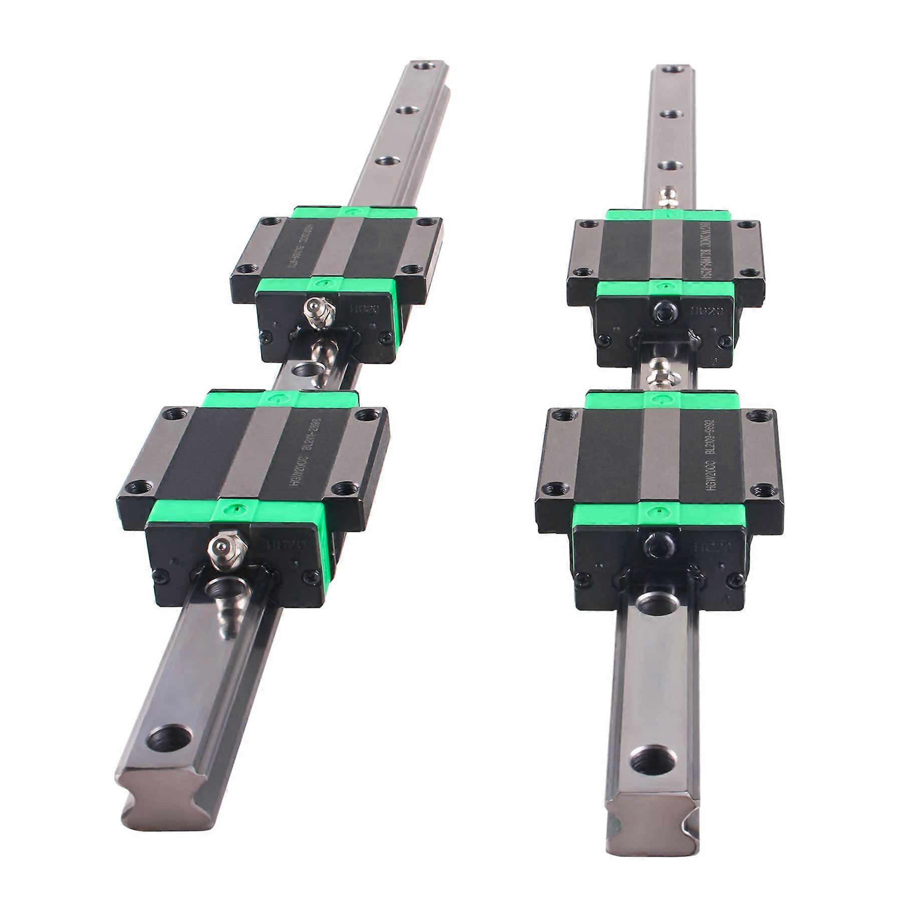 Linear Guide Rails, 2x HGR20 500mm, 4x HGW20CC Flange Bearing Carriages, DIY CNC Routers Lathes Milling Machines Linear Guide Set