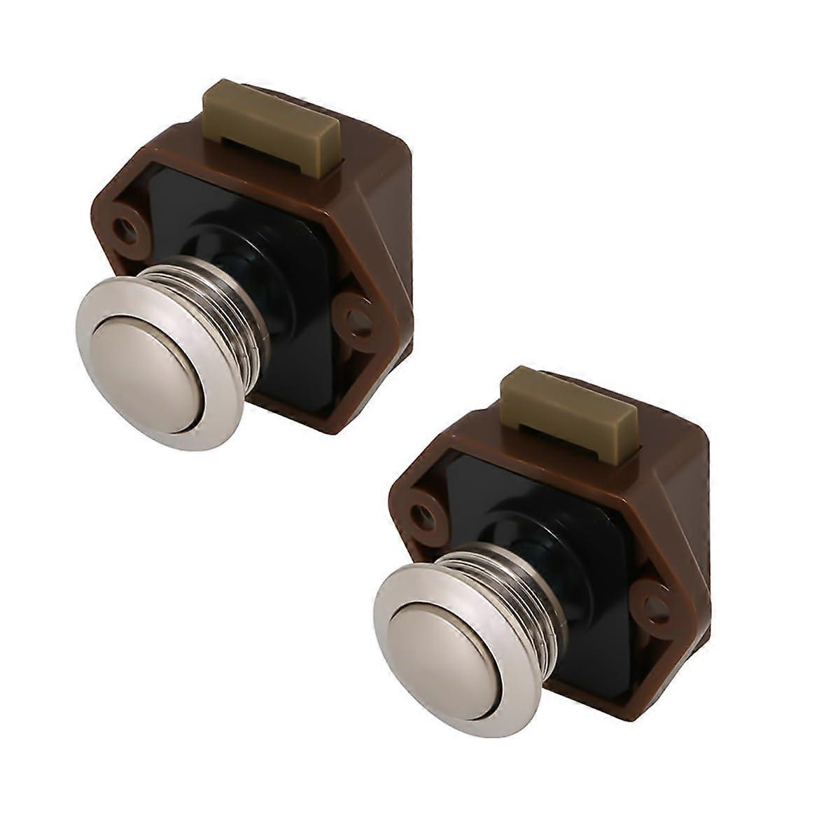 2 Pieces Keyless Motorhome Push Button Lock, Push Button Lock Door Lock Motorhome, Push Button Latch Door Lock Made of Metal for Caravans, Yachts.