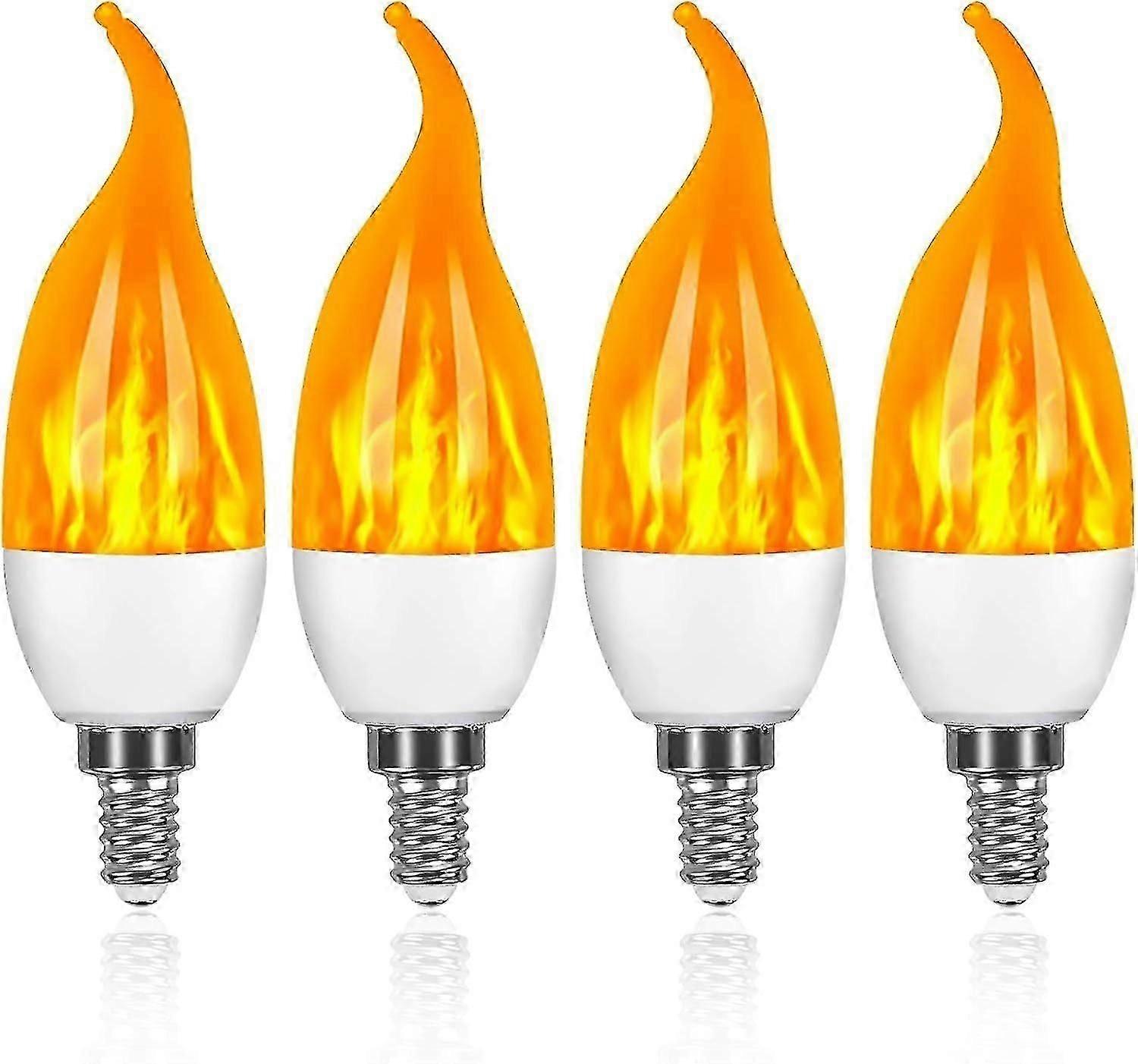 E14 LED Flame Bulb 3W 3 Modes, 4 Pack Decorative Lighting Bulbs with Flickering Flame Effect for Home Decor