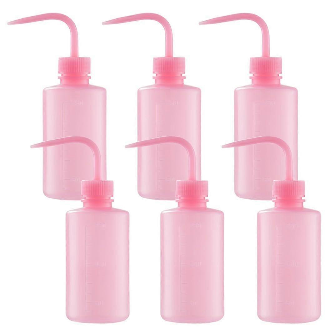 Lash Wash Bottles Set Of 6, 250Ml/8.45Oz With Curved Nozzle LeakProof Cap, Ideal For Eyelash Rinsing And Lab Use