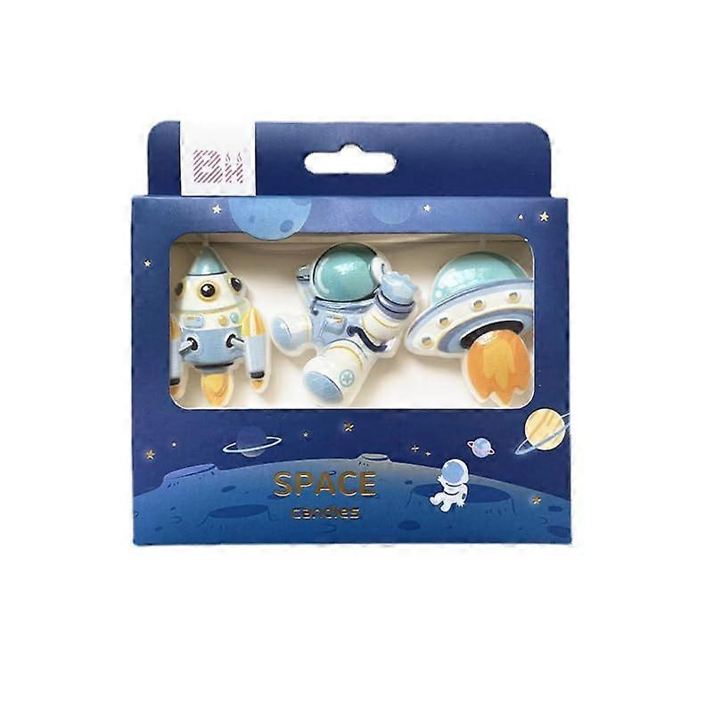 Space Theme Cake Candle Astronaut Figurine Topper, DIY Cake Toppers, Planet Rocket and Star, Outer Space Party Decor