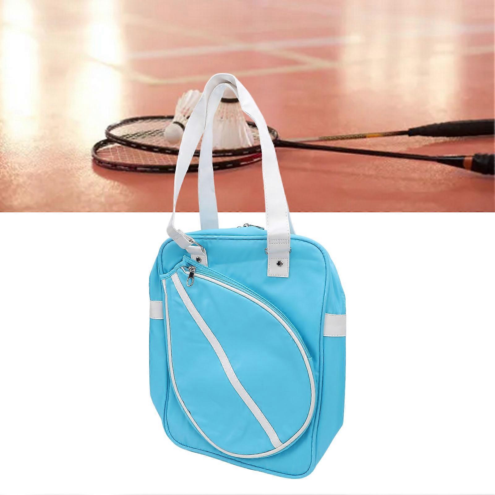 Badminton Shoulder Bag Dry Wet Separation Water Resistant Nylon Large Capacity Badminton Racket Bag with Laptop Compartment Blue