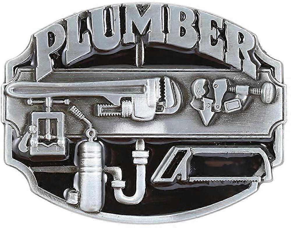 Silver plumber letter belt buckle for man western cowboy buckle without belt custom alloy width 4cm