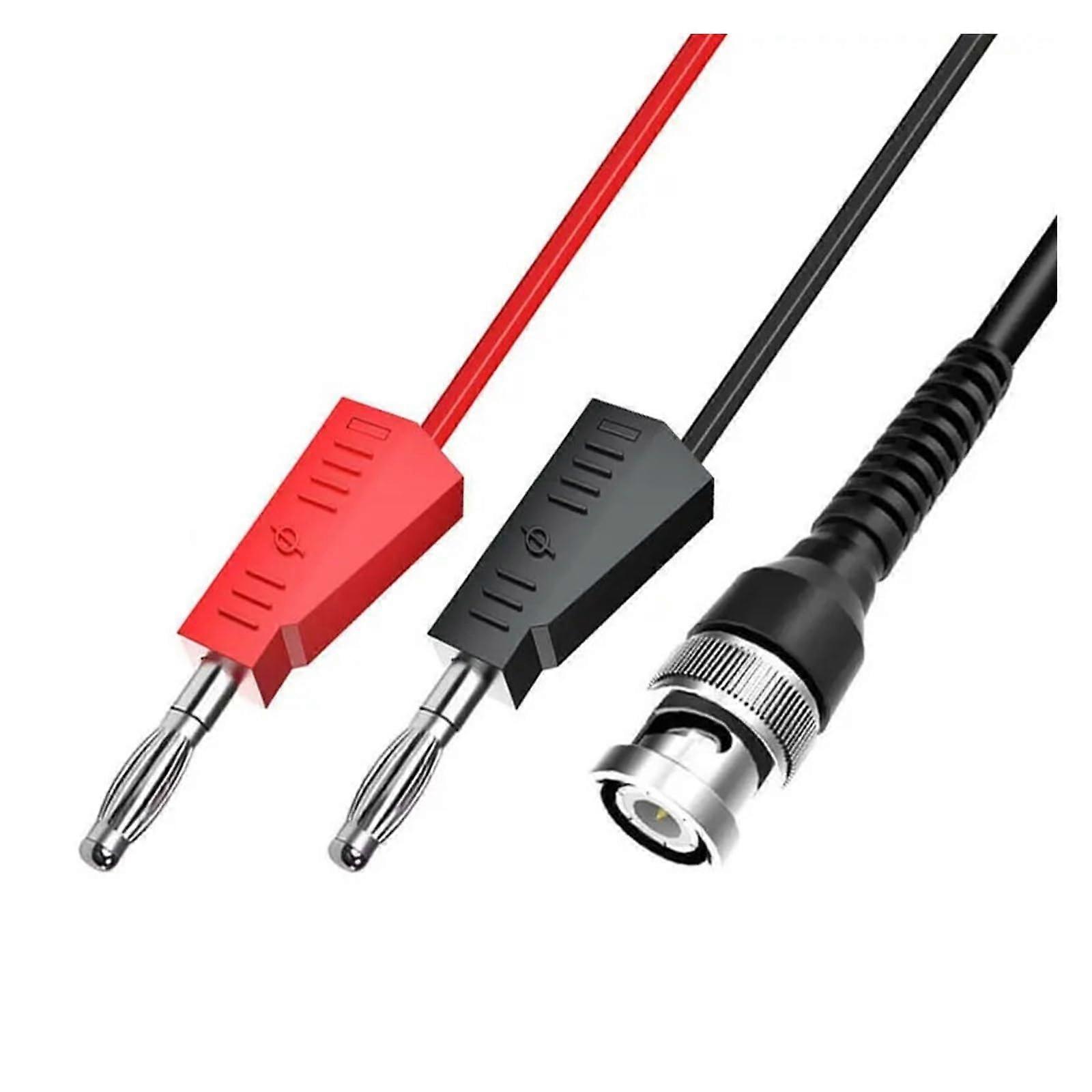 P1009 BNC Male to Dual 4mm Stackable Banana Plug Test Leads for Oscilloscope Electrical Testing Cheerfully